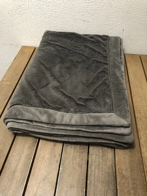 Restoration Hardware Throw Blanket Plush Gray Reversible Faux Fur 45x65" NWOT - Image 1 of 4