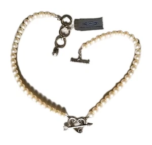 Seltene Deborah Armstrong & Company Perle & Sterling Amor Herz Halskette ☆ Neu ☆ - Bild 1 von 12
