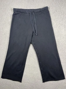 Pantalones deportivos Frank & Eileen para mujer pequeños negros de felpa francesa recortados pierna ancha - Imagen 1 de 13