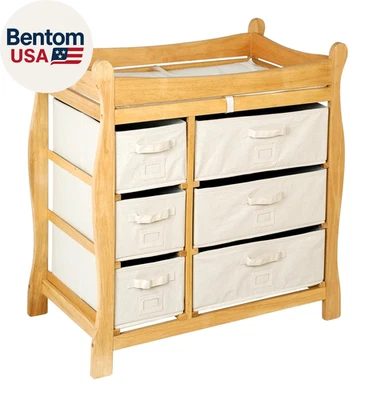 Cambiador de bebé estilo trineo - Estación de pañales con 6 cesteras de almacenamiento extraíbles Foto 1 de 4