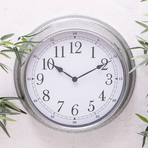 Orologio da parete da giardino in metallo grande stazione rotonda interno esterno orologio zinco 42 cm - Foto 1 di 4