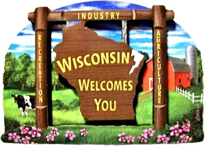 Letrero de bienvenida del estado de Wisconsin imán de nevera Artwood - Imagen 1 de 12