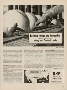 1944 Train Rail Southern Pacific Railroad 1940s Vintage Print Ad Sunset Route - Picture 1 of 7