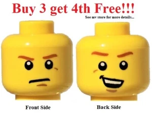 ☀️NEW Lego Minifigure Minifig Male Head Dual face Smile #21 - Picture 1 of 4