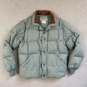 Vintage Cabelas Daunen Puffer Mantel Mars Salbeigrün Puffy Jacke Cordbesatz - Bild 1 von 11