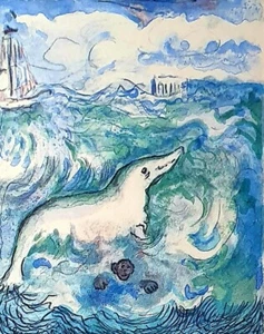 *HERMINE DAVID *LITHO*ORIGINALE*SIGNÉE*1966*DAUPHIN*LA FONTAINE*MUSEE*RARE* - Picture 1 of 9