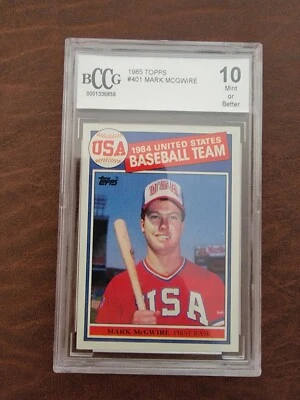 Topps Mark McGwire Olympic 1984 #401 graduado BCCG 10 hermoso y centrado  Foto 1 de 2