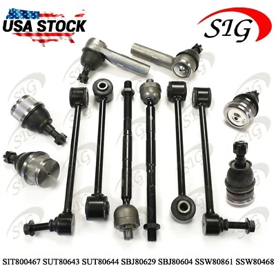 For 2006 - 2007 Jeep Commander Front Ball Joint Tie Rod End Sway Bar 12PC Kit - Image 1 of 4