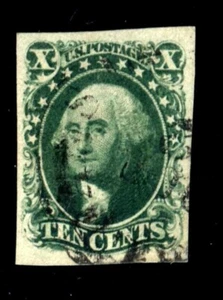 PF CERT - #14 10c Washington - used - XF - plated 5R1 - Picture 1 of 2