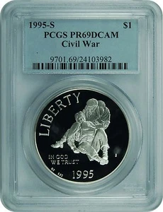 1995-S PCGS PR69DCAM Civil War Commemorative Dollar - Bild 1 von 1