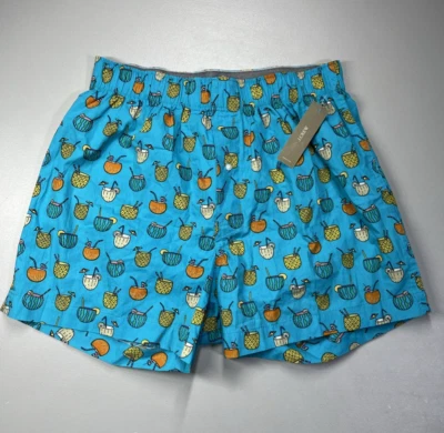 Calzoncillos boxer estampados J Crew para hombre pequeños tropicales con estampado de bebidas de coco 100 % algodón Foto 1 de 4
