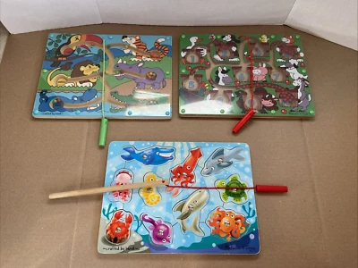 3 доски для активного отдыха Melissa & Doug магнитная палочка цветной лабиринт и номер лабиринт рыбалка - Изображение 1 из 4