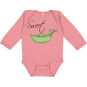 Inktastic Sweet Pea Long Sleeve Creeper Shower Pods Cursive Vine Script Cute - Picture 1 of 8