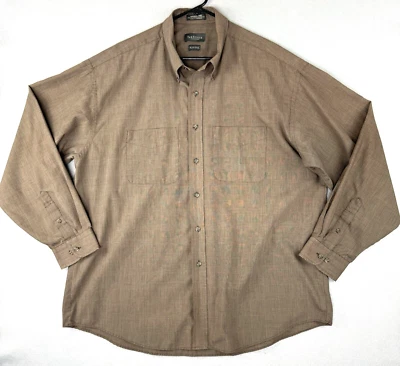 Van Heusen Wrinkle Free Button Shirt Men's XL 17-17.5 Brown Long Sleeve - Image 1 of 4