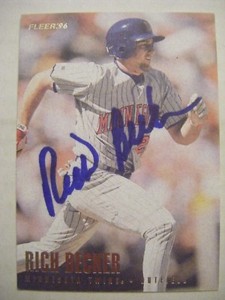 RICH BECKER signed TWINS 1996 Fleer baseball card AUTO A's BREWERS METS ORIOLES