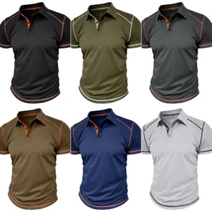Camisa Polo Hombres Color Sólido Cuello Manga Corta Deporte Informal Camiseta Moda - Imagen 1 de 18