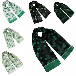 Kleeblatt St. Paddy's Patrick Day irisch seidig Satin weicher Schal Schal Halstuch - Bild 1 von 8