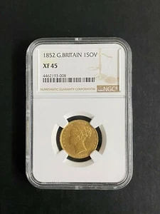 1852 Great Britiain gold coin 1 sovereign 1852 NGC  XF45  - Picture 1 of 2