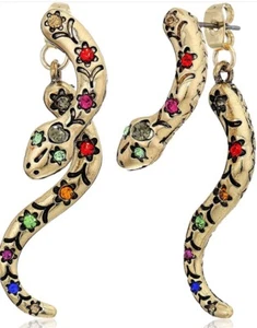 Pendientes de Chaqueta Betsey Johnson en Tono Dorado "SERPIENTE"" NUEVOS CON ETIQUETAS - Imagen 1 de 1