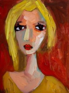 "Retrato artístico original pintura al óleo sobre lienzo estirado 14"" x 11" - Imagen 1 de 4