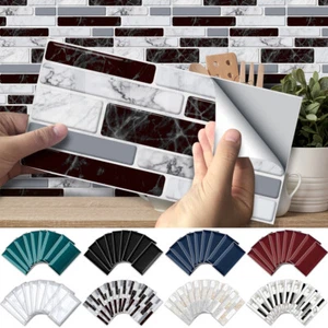 3D Peel and Stick Tile Stickers Bathroom Kitchen Wall Brick Mosaic Self Adhesive - Picture 1 of 20