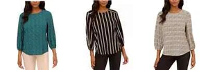 Adrianna Papell Women's 3/4 Sleeve Stretch Soft Blouse - Picture 1 of 17