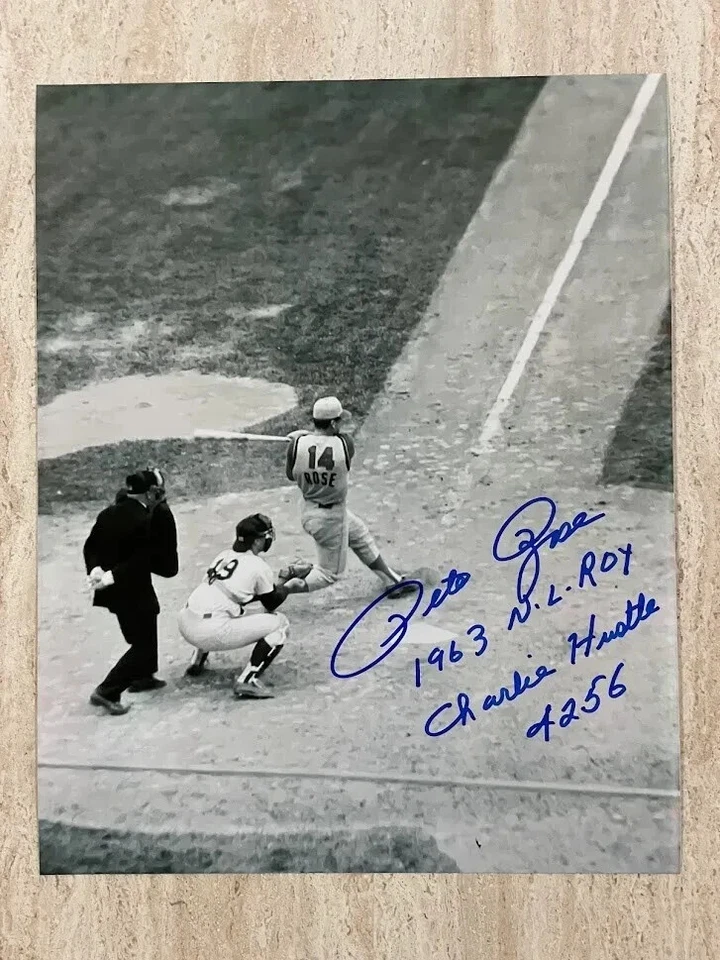 RARE Pete Rose ROOKIE Auto Signed 8x10 Photo 1963 NL ROY CHARLIE HUSTLE 4256 - Image 1 of 2