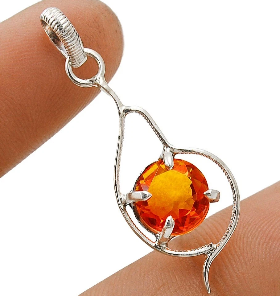 Natural Tourmaline Quartz 925 Sterling Silver Pendant 1 1/2" Long @B12-3 - Image 1 of 1