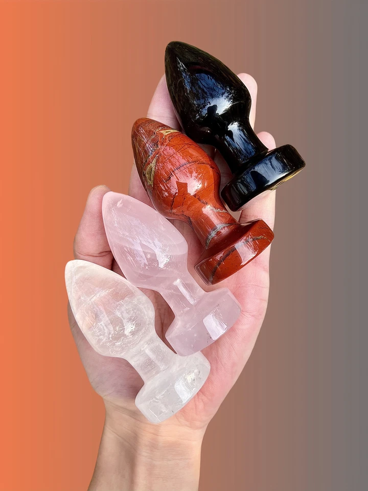 3,5" Obsidian, Rosenquarz, roter Jaspis, klarer Quarz Massagestab - Bild 1 von 4