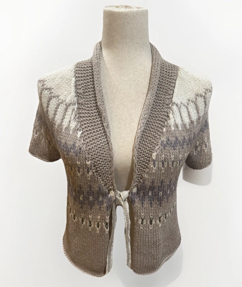 Brunello Cucinelli 亚麻针织短开衫领带短袖意大利 S — 第 1/4 张图片