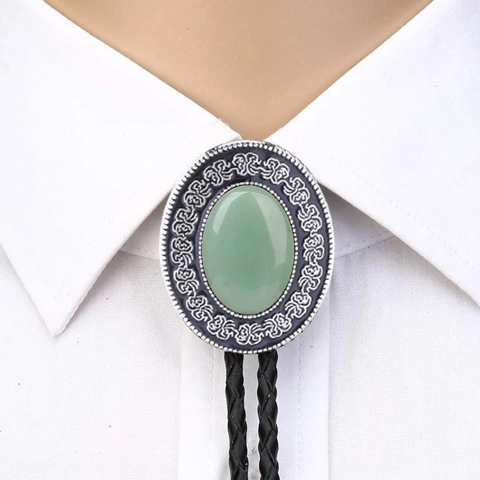 Collar de Boda Corbata Bolo Natural Verde Jade Para Hombre Vintage Vaquero Occidental Regalo Foto 1 de 1