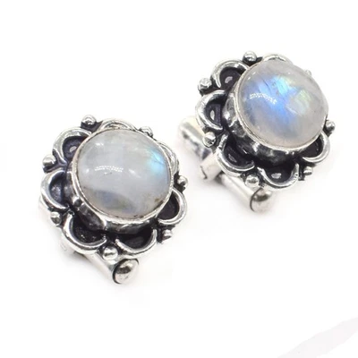 Gemelos Rainbow Moonstone hechos a mano enchapados en plata para hombres joyería de moda 1" V024 Foto 1 de 4