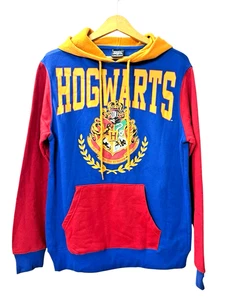 Harry Potter Hoodie Mens SMALL Blue Hogwarts Crest Pullover Graphic COLORBLOCK - Picture 1 of 10