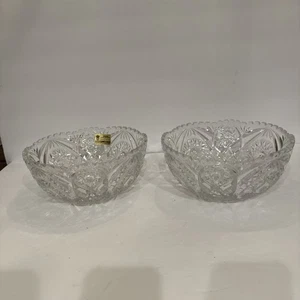 Vintage Beyer Bleikristall Clear Cut Lead Crystal Flush Mount Shades Lot Of 2 - Picture 1 of 5