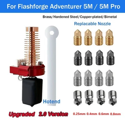 升级 Hotend 黄铜硬化钢喷嘴 适用于 Flashforge Adventurer 5 米 / 5 米 Pro — 第 1/4 张图片