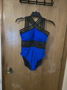 Hilor Traje de Baño Mujer Talla L/10-12 Nylon Spandex Azul Negro Una Pieza HQ - Imagen 1 de 5