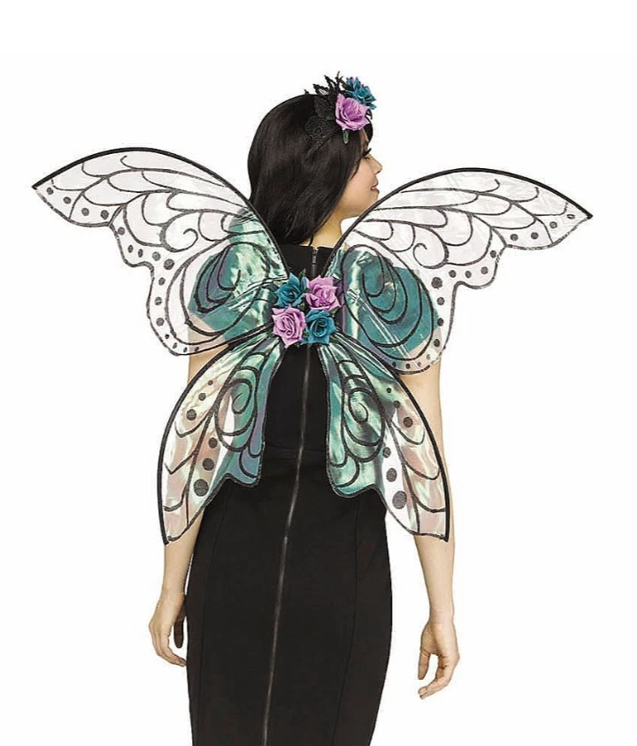 Adults Fantasy Fairy Black Glitter & Purple Sparkle Wings - One Size - Image 1 of 1