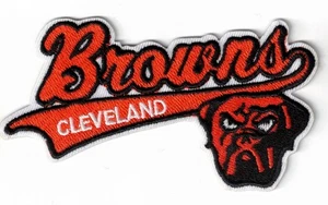 Cleveland Browns Script Team Logo NFL Bordado 4 pulgadas Hierro/Coser Parche - Imagen 1 de 2