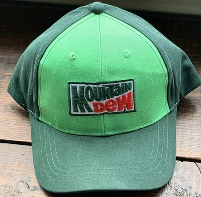 Винтажный стиль MOUNTAIN DEW зеленый мяч крышка шляпа 1990-х вышитая нашивка регулируемый новый - Изображение 1 из 4