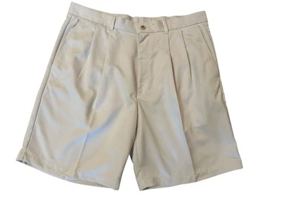 Pantalones Cortos Perry Ellis Portfolio Para Hombre Talla 38 Marfil Crema Plisado Frontal Poliéster Foto 1 de 4