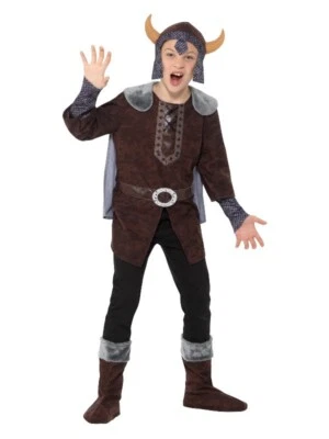 Disfraz de niño vikingo traje de fantasía 4-6 años historia guerreros escandinavos Foto 1 de 4