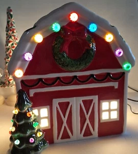 Mr Christmas Large Vintage Barn Lighted Gingerbread House H10" L9" W~7" - Picture 1 of 14