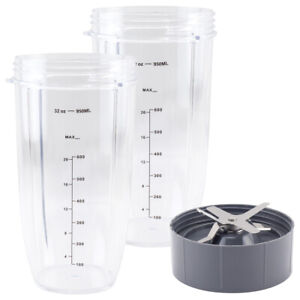 2 Pack 32 oz Cup and Extractor Blade for NutriBullet NB-101B NB-101S NB-201