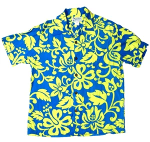 Vintage Original Kalakaua Hawaiian Shirt Men's Size Medium Blue Yellow Retro VTG - Picture 1 of 9