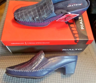 Rialto Womens 8.5M Vette Blue Croc Print Patent Heeled Mules Slides Shoes NWB - Изображение 1 из 4