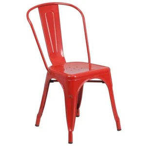 Flash Furniture Metal Stackable Dining Side Chair in Red - Picture 1 of 4
