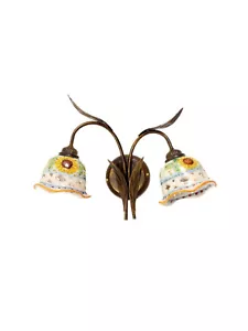 APPLIQUE A 2 LUCI COLLEZIONE ANITA CERAMICA SICILIANA GIRASOLE - Foto 1 di 2