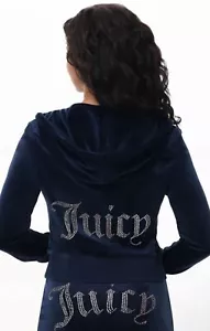 NWT Juicy Couture Velour Navy/Regal Blue Track Suit sweatsuit Women size SMALL - Picture 1 of 12