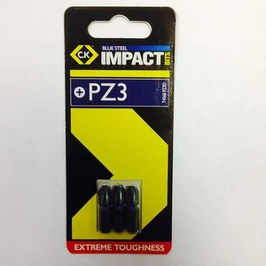 CK PZ3 Impact Bit Screwdriver 1/4" Blue Steel 25mm T4560 PZ3D Pozi Drill Pack 3 - Picture 1 of 2