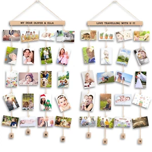 Bilderrahmen Collagen 2er Set für Fotowand mit Holzklammern und Hanfseilen - Bild 1 von 7